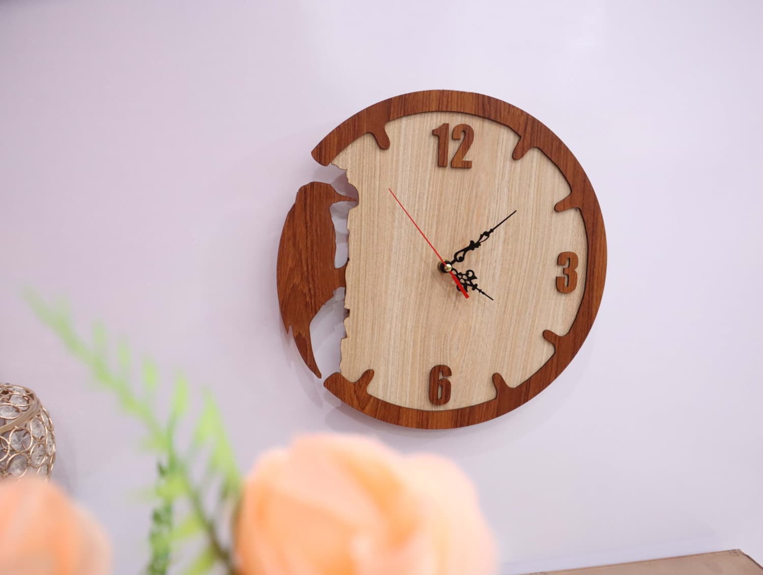 Woodpecker Wall Clock Laser Cut Vector File