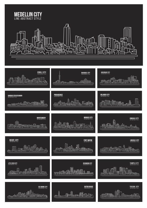 World Cities Skyline Vector Collection for Laser Cutting DXF SVG