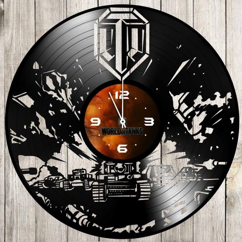World of Tanks Vinyl Record Wall Clock Laser Cut Vector File