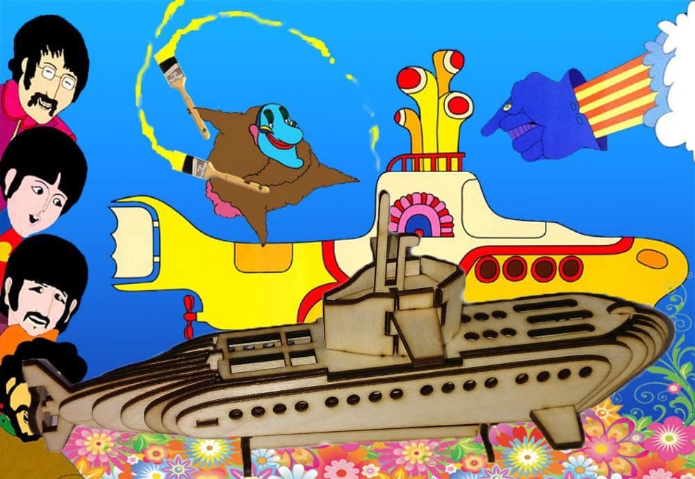 Yellow Submarine 3D Puzzle Laser Cut Model Vector File