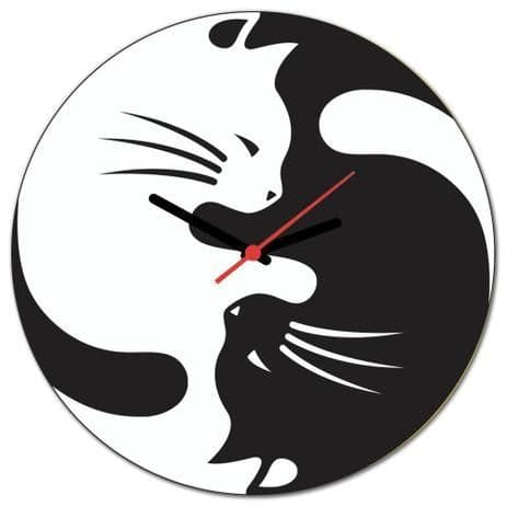 Yin Yang Cats Wall Clock Laser Cut Vector File