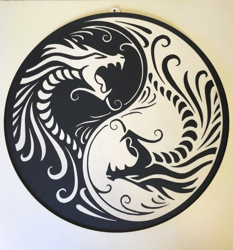 Yin Yang Dragon Circle Wall Art Laser Cut Vector File