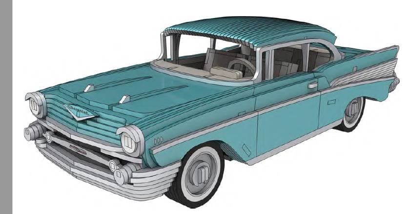 1957 Chevrolet Bel Air Classic Car 3D Puzzle Laser Cut DXF File