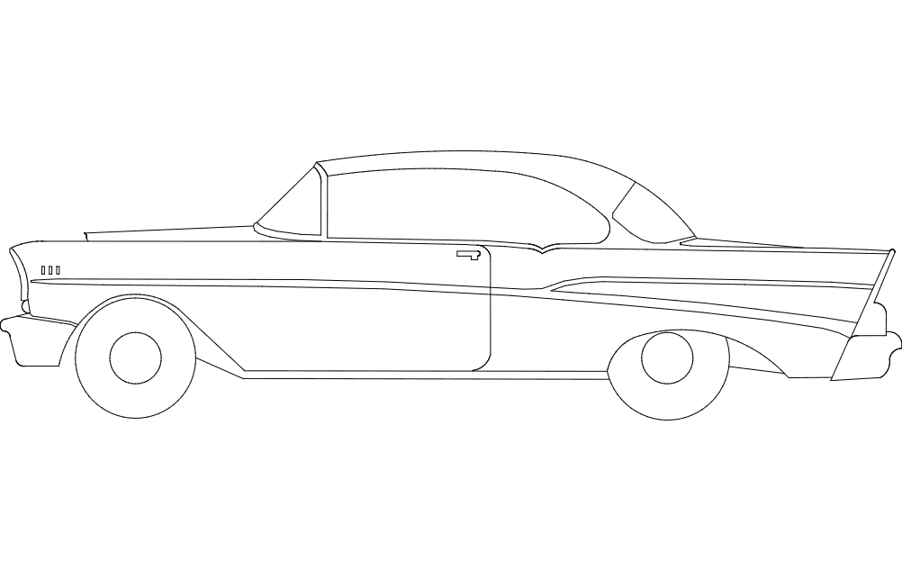 1957 Chevy Classic Car Vector Silhouette DXF File