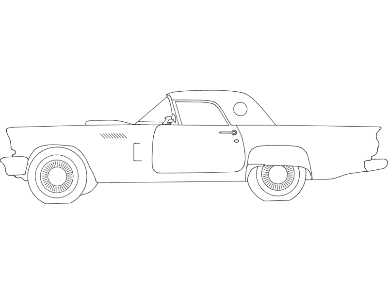1957 Ford Thunderbird Classic Car Vector DXF File