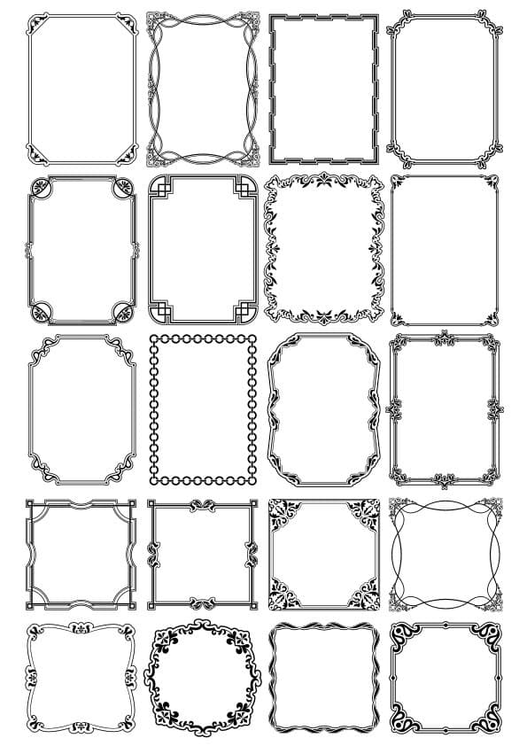 20 Decorative Rectangular Frames Vector Collection for Laser Cutting