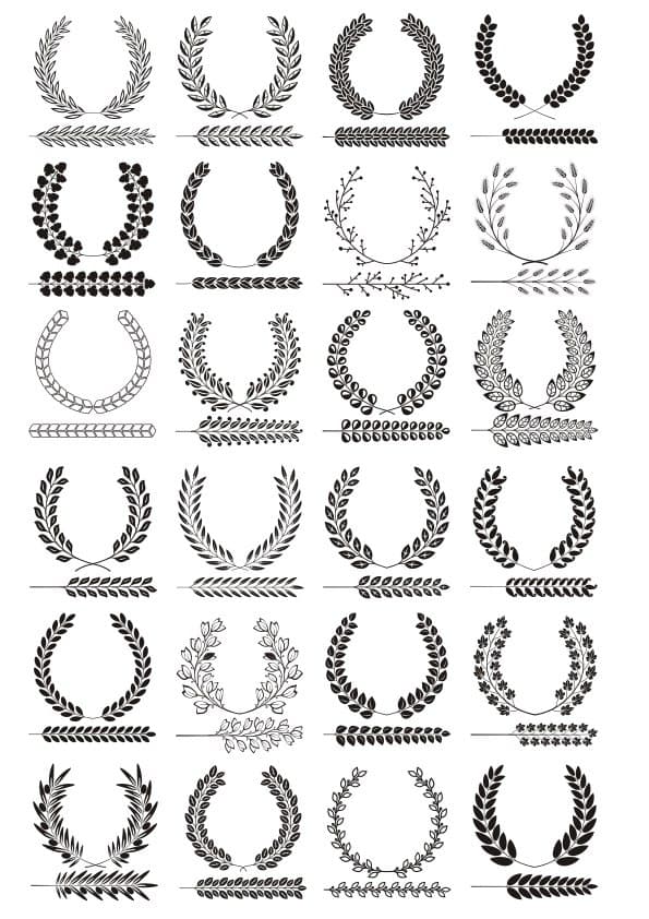 24 Classic Laurel Wreath Vector Set for Laser Cutting