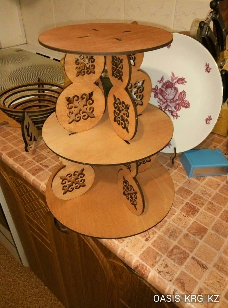 3-Tier Laser Cut Cake Stand Vector File