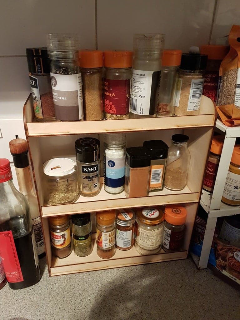 3-Tier Wooden Spice Rack Vector Plan for Laser Cutting DXF