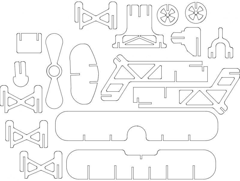 3D Airplane Puzzle Laser Cut Vector File DXF