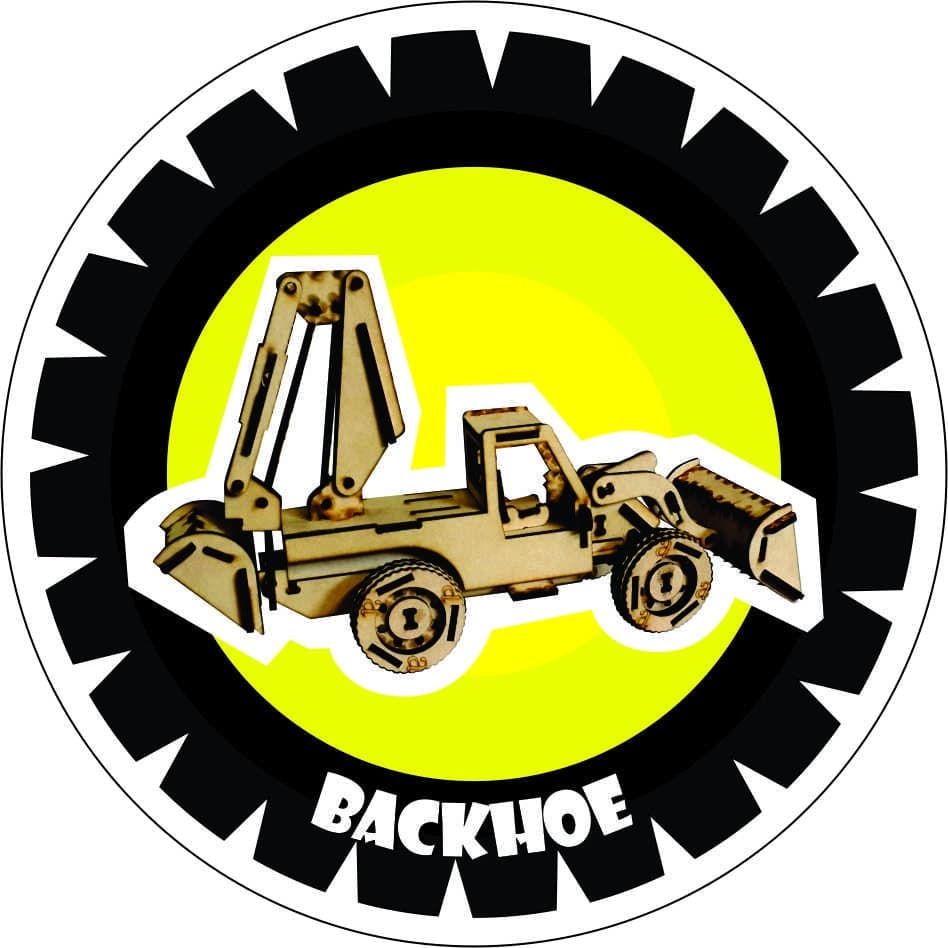 3D Backhoe Loader Puzzle Vector File for Laser Cutting