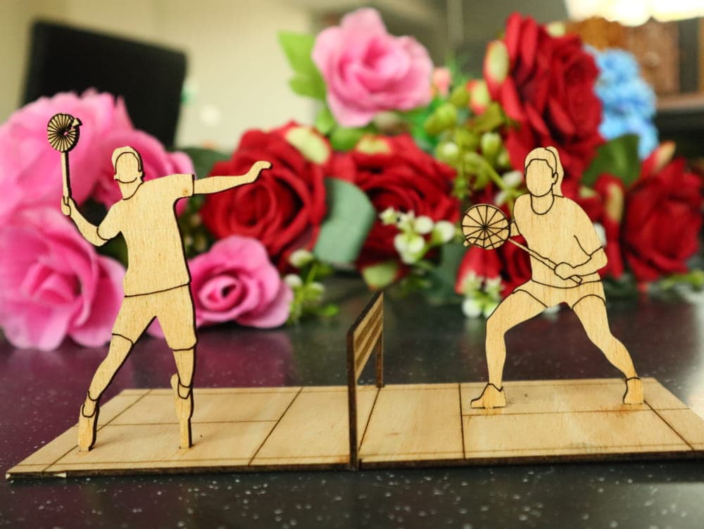 3D Badminton Court Laser Cut Model - Free Vector File