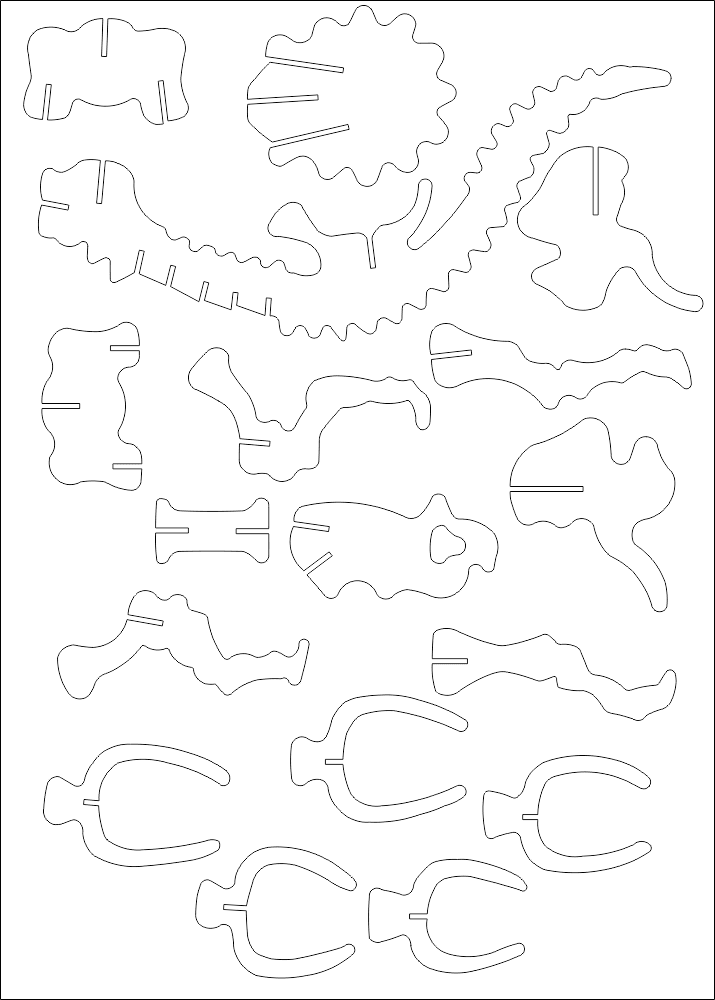 3D Brontosaurus Dinosaur Puzzle Laser Cut DXF File