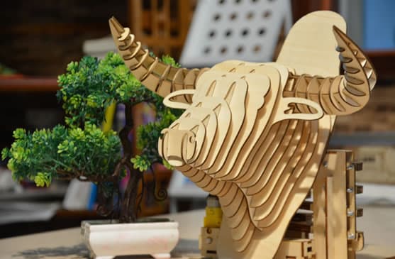 3D Bull Head Wall Art Laser Cut Vector File