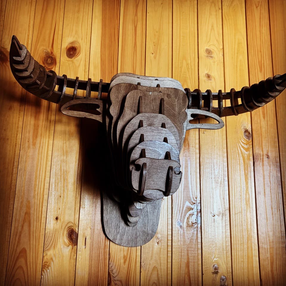 3D Bull Head Wall Art Laser Cut Vector File