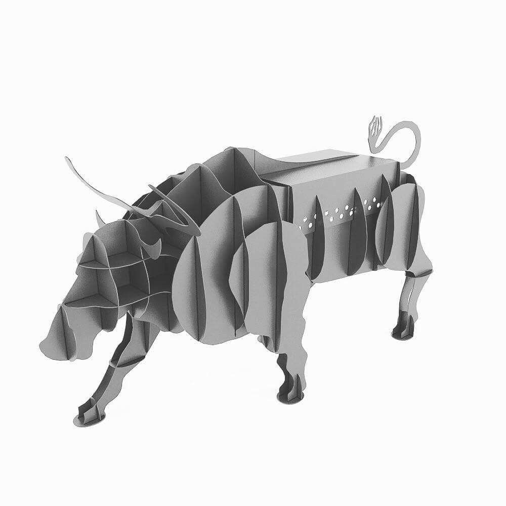 3D Bull Sculpture Laser Cut Project Vector File