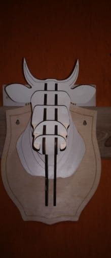 3D Cow Head Wall Mount Laser Cut Vector File