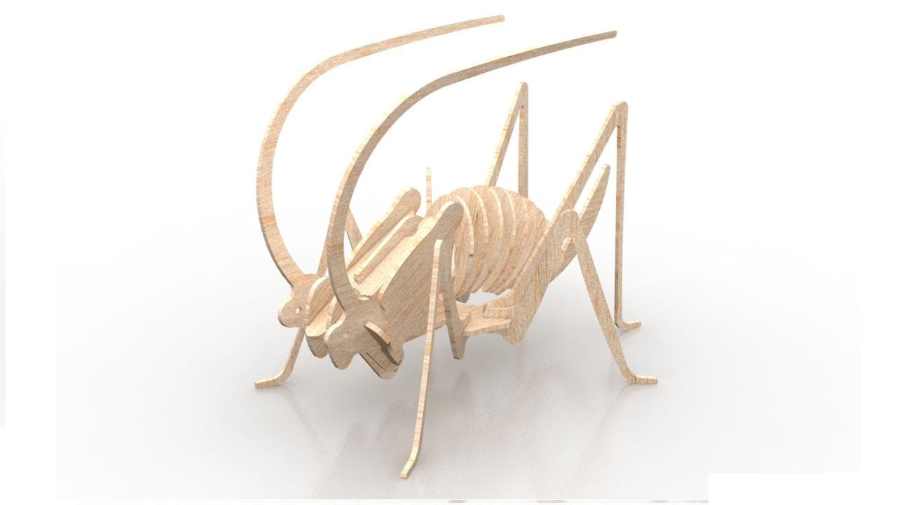 3D Cricket Insect Puzzle Laser Cut DXF Vector Template