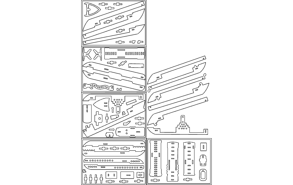 3D Cruise Ship Model Laser Cut Vector Plan DXF File