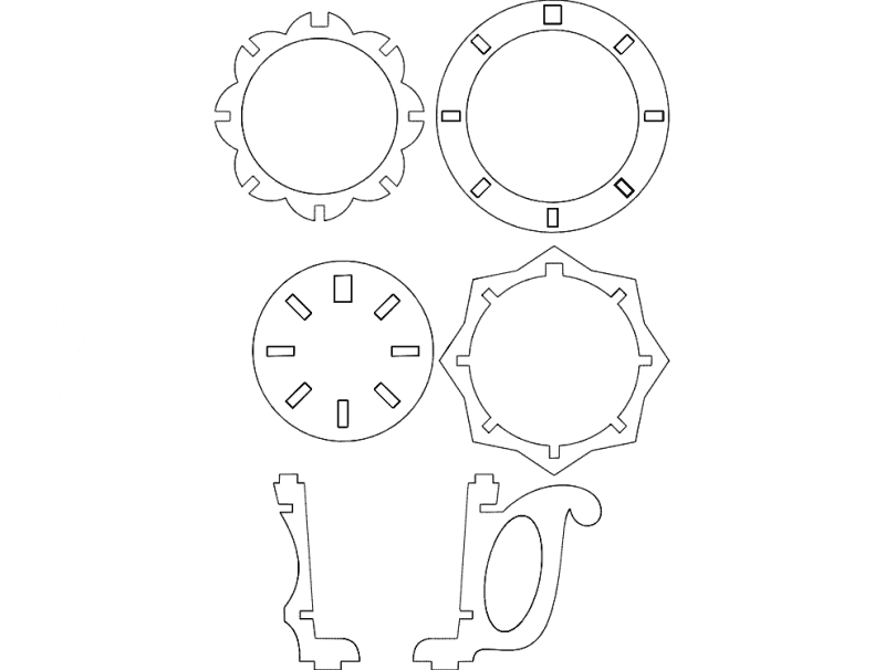 3D Cup Puzzle Laser Cut Vector File (DXF)