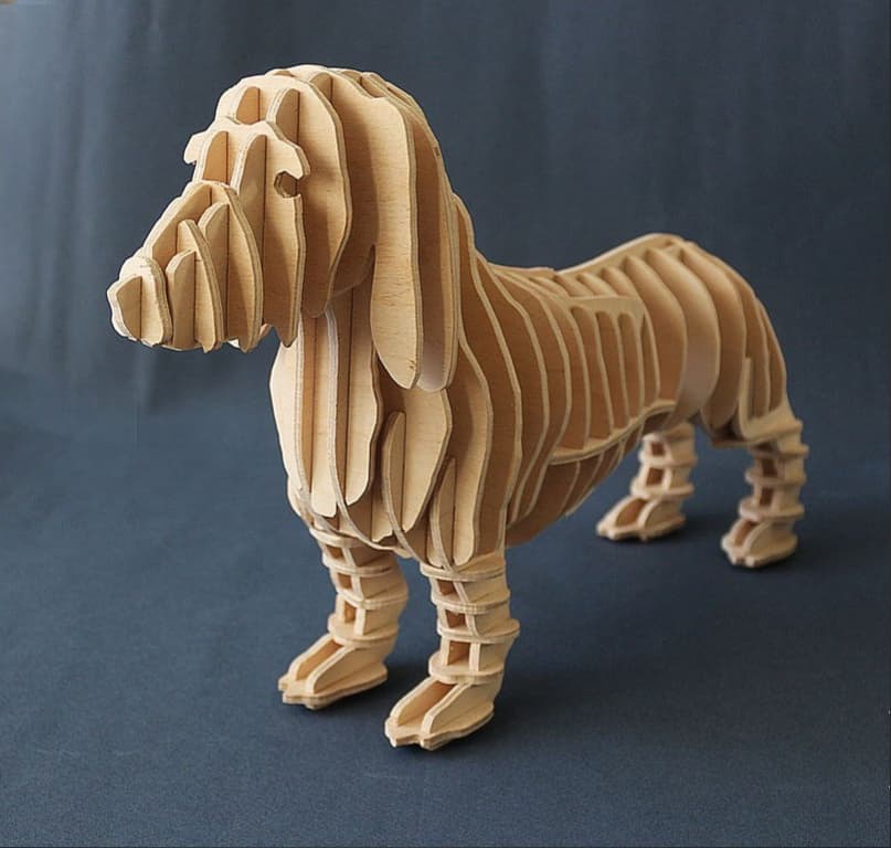 3D Dachshund Dog Puzzle Laser Cut Vector Plan
