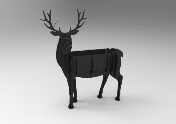 3D Deer BBQ Grill Laser Cutting Vector Plan