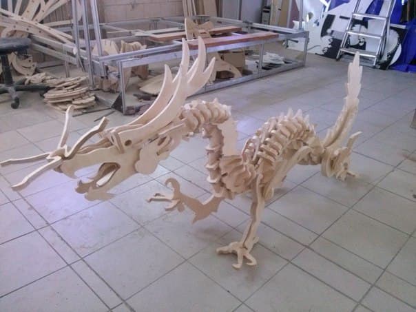 3D Dragon Puzzle Laser Cut Vector File (DXF)