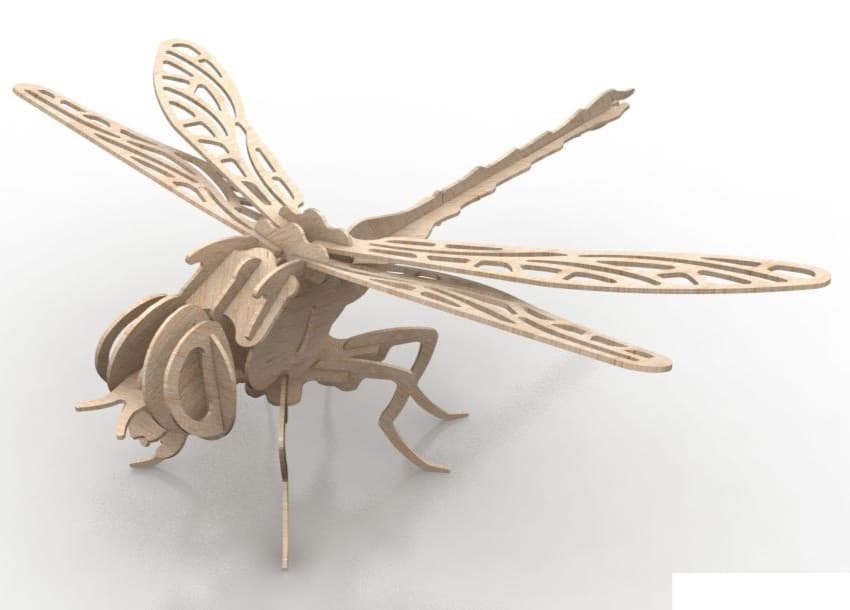 3D Dragonfly Puzzle Laser Cut Vector File (DXF)