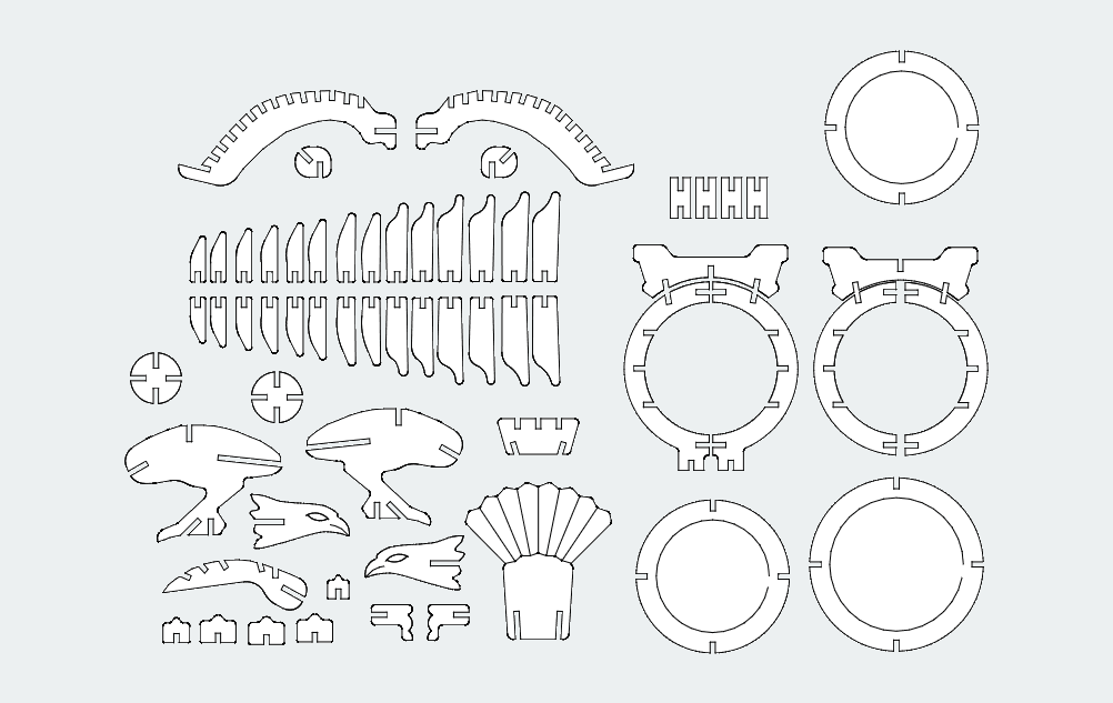 3D Eagle Wooden Puzzle Vector Plan DXF File