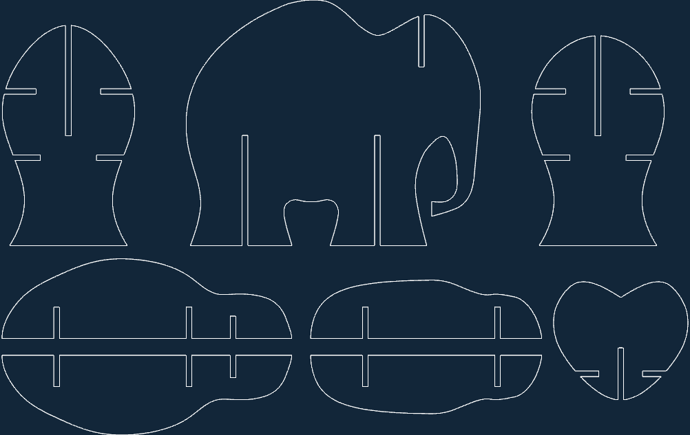 3D Elephant Storage Organizer Laser Cut Vector File (DXF)