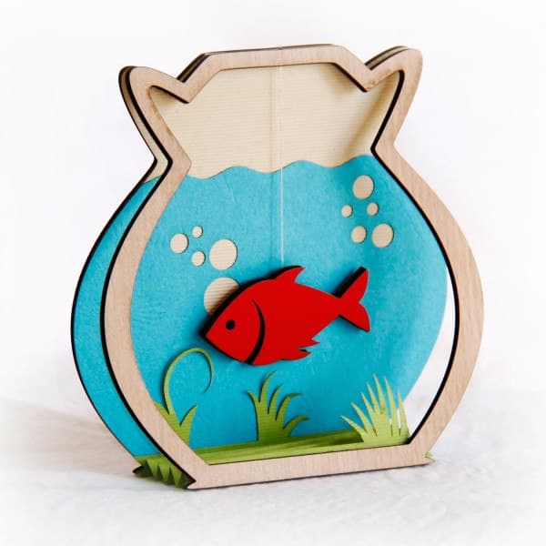 3D Fish Bowl Puzzle Laser Cut Vector File
