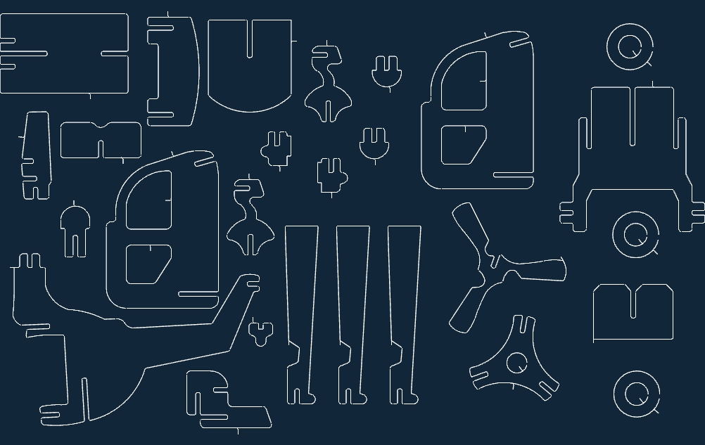 3D Helicopter Puzzle Vector Model for Laser Cutting DXF