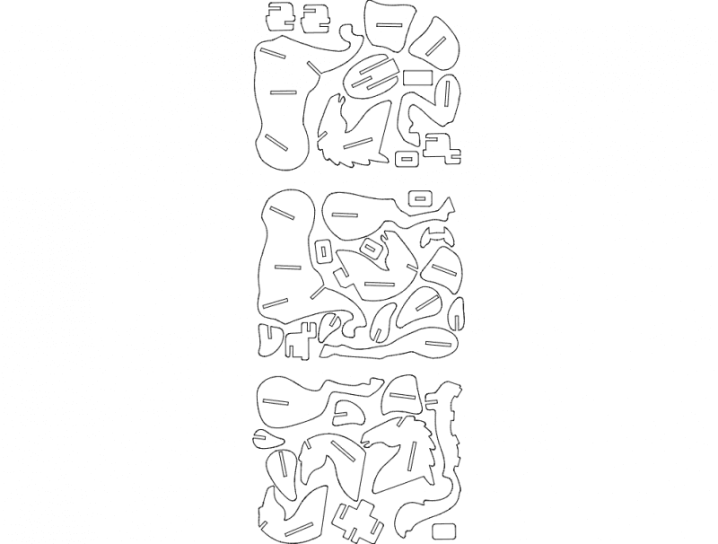 3D Horse Puzzle Laser Cut Vector File (DXF)