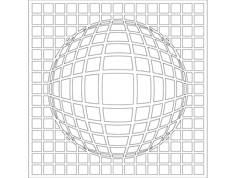 3D Illusion Grid Panel Vector for Laser Cutting DXF
