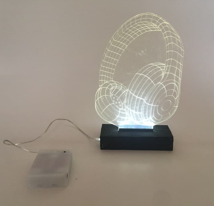 3D Illusion Headphones LED Night Light Vector File for Laser Cutting