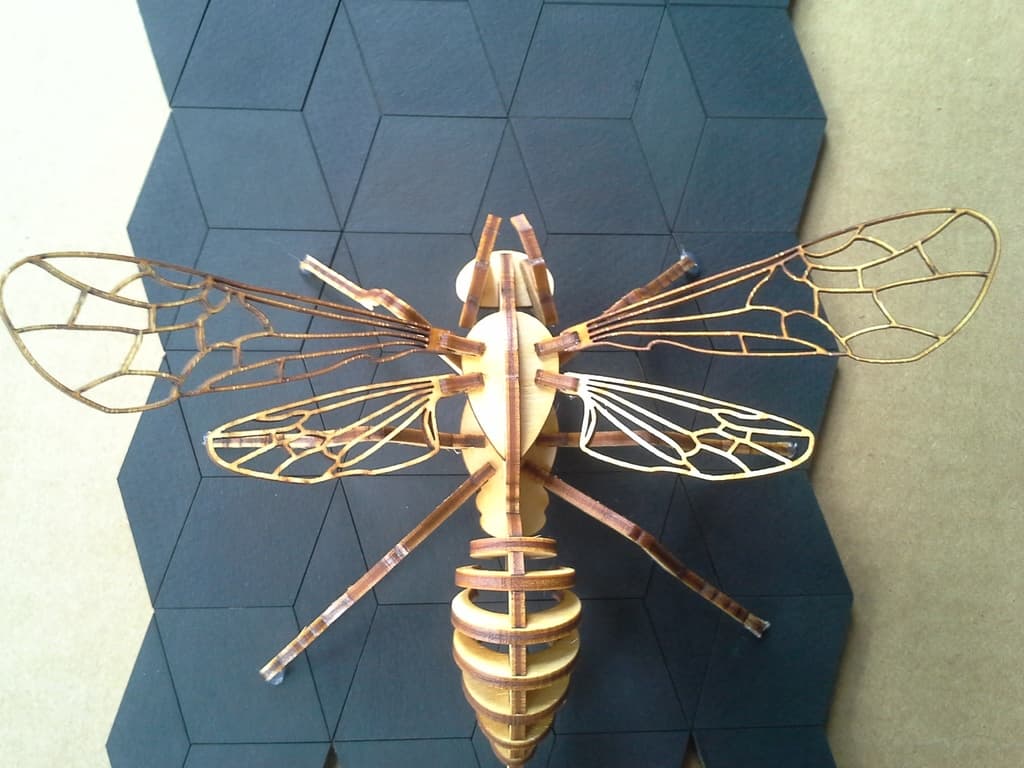 3D Laser Cut Bee Puzzle - 3mm Wood Vector File (DXF, SVG)