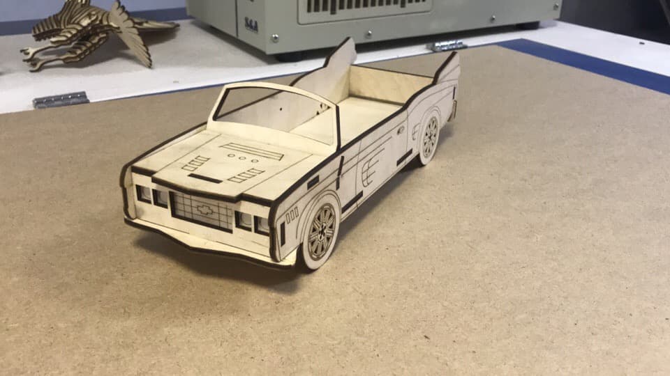 3D Laser Cut Convertible Classic Car Vector Plan (CDR, SVG)