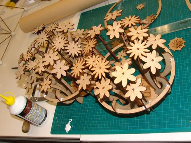 3D Laser Cut Flower Bouquet Centerpiece Vector DXF