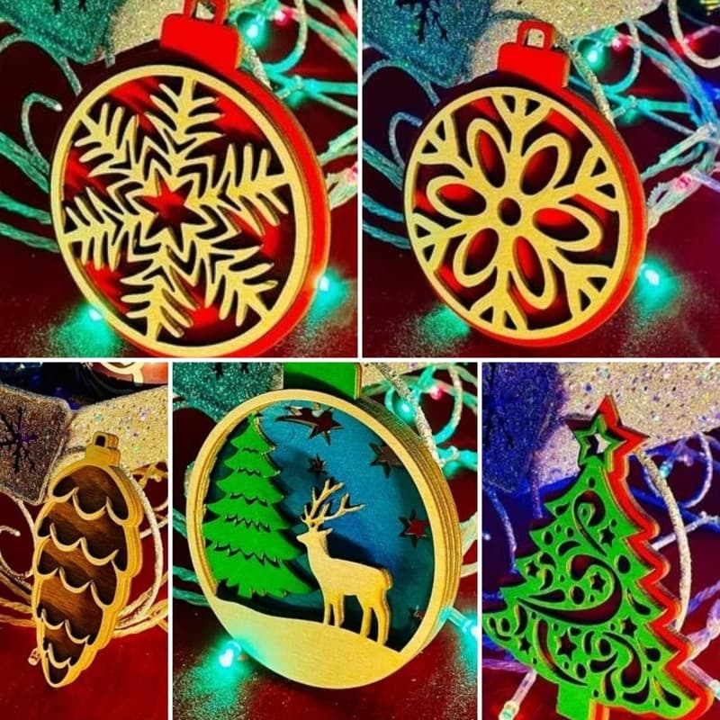 3D Layered Christmas Ornaments Laser Cut Vector Files