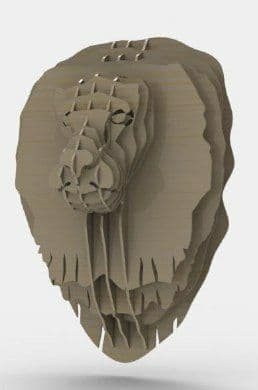 3D Lion Head Wall Art Laser Cut Vector File (DXF)