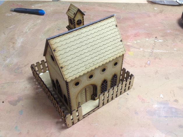 3D Miniature Church Laser Cut Model SVG File