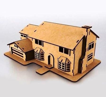 3D Miniature Family House Laser Cut Puzzle Vector File (CDR)