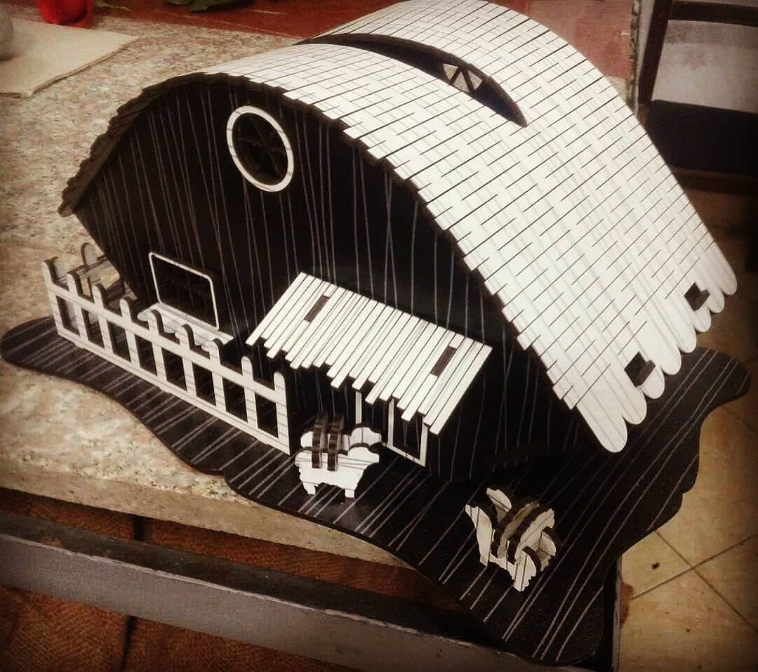 3D Miniature Farm Barn Laser Cut Model Vector Plan