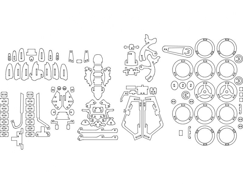 3D Motorcycle Puzzle Vector Plan for Laser Cutting DXF