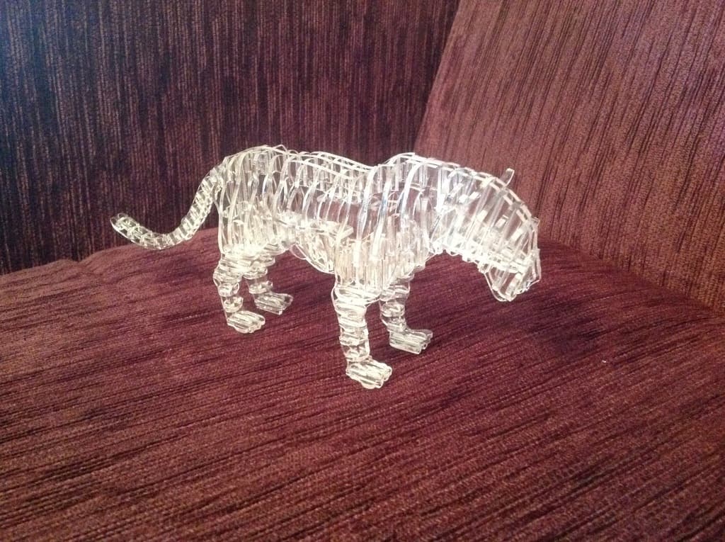 3D Panther Puzzle Laser Cut Vector File (DXF)