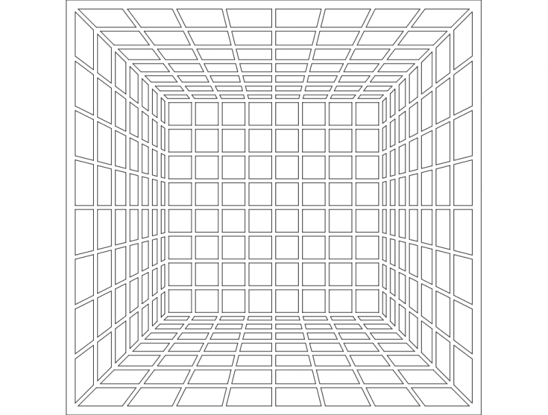 3D Perspective Grid Illusion Vector for Laser Cutting DXF