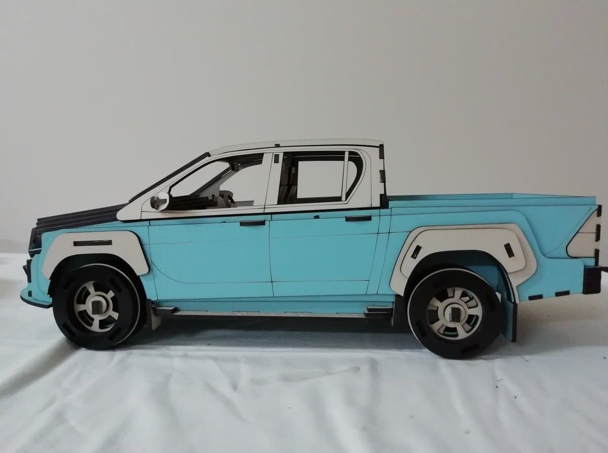 3D Pickup Truck Model for Laser Cutting Vector File