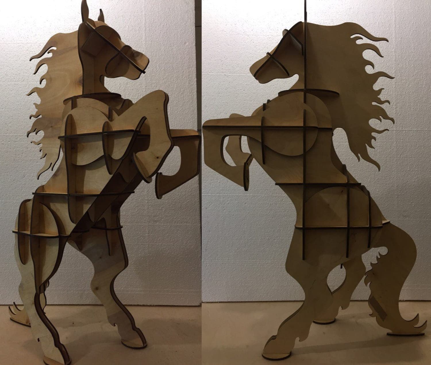 3D Rearing Horse Shelf Laser Cut Plan Vector File