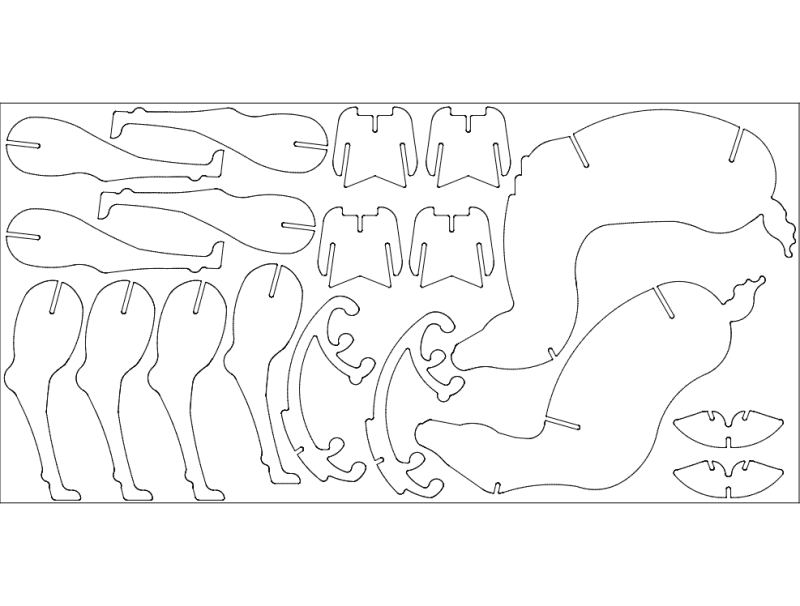 3D Reindeer Puzzle Laser Cut Vector File DXF