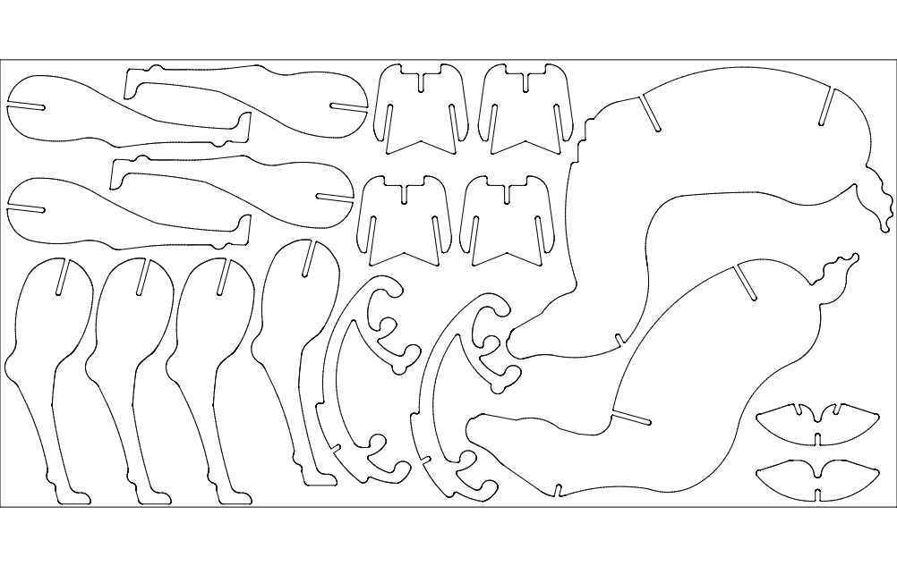 3D Reindeer Puzzle Laser Cut Vector Plan